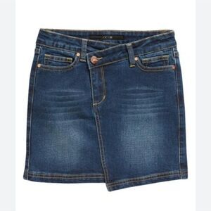 Joe's Jeans The Angle Skirt High Rise Cross body Jean Skirt in Dark Wash